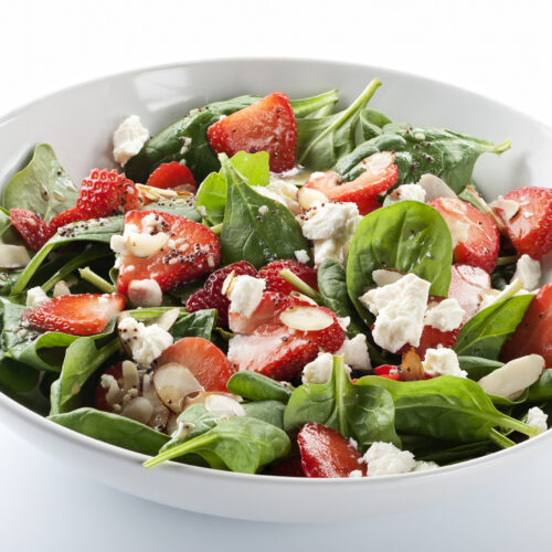 Spinach Strawberry Salad with Goat Cheese