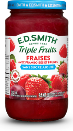 Tartinade aux fraises, framboises et prunes sans sucre ajouté E.D.SMITH TRIPLE FRUITSᴹᴰ