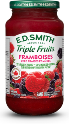 Tartinade aux framboises, fraises et mûres E.D.SMITH TRIPLE FRUITSᴹᴰ