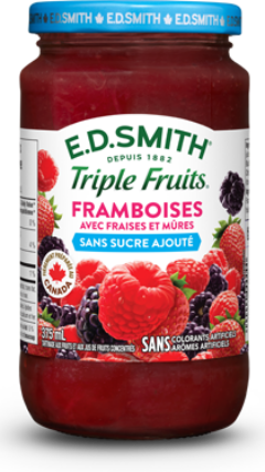 Tartinade aux framboises, fraises et mûres sans sucre ajouté E.D.SMITH TRIPLE FRUITSᴹᴰ