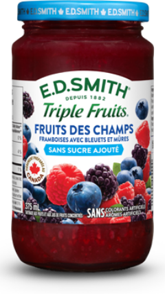 Tartinade aux fruits des champs sans sucre ajouté E.D.SMITH TRIPLE FRUITSᴹᴰ