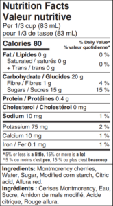 Cherry light pie filling nutrition facts panel