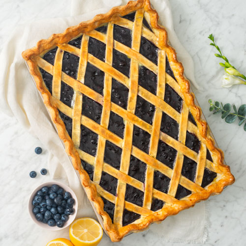 Tarte aux bleuets et au citron en plaque