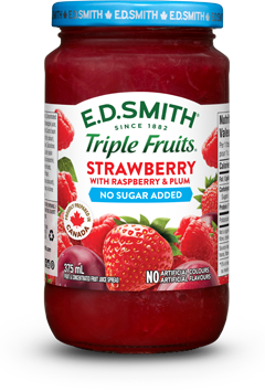 E.D.SMITH TRIPLE FRUITS No Sugar Added Strawberry Raspberry Plum Fruit Spread