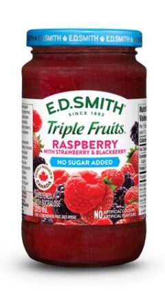 E.D.SMITH TRIPLE FRUITS No Sugar Added Raspberry Strawberry Blackberry Fruit Spread