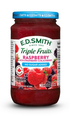 E.D.SMITH TRIPLE FRUITS No Sugar Added Raspberry Strawberry Blackberry Fruit Spread