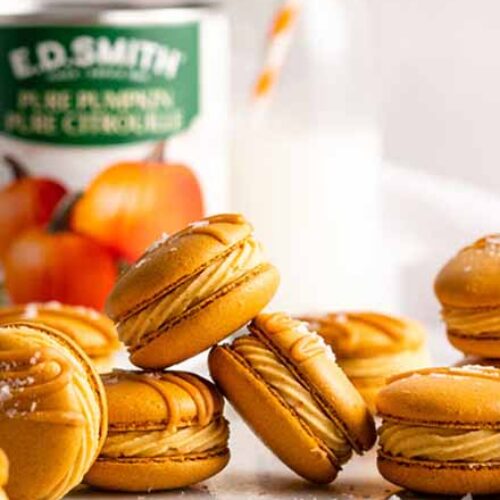 Salted Caramel Pumpkin Macarons