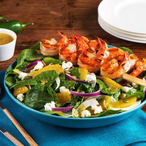 Grilled Shrimp Salad With Apricot Jalapeño Dressing