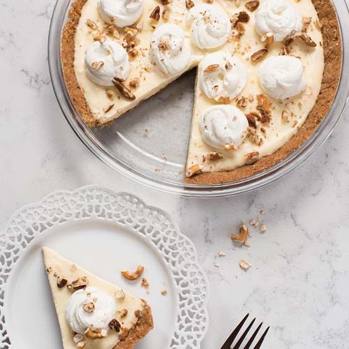 Pecan Pretzel Peach Cream Pie