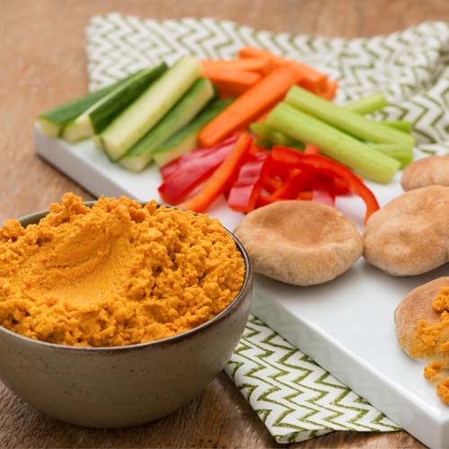 Pumpkin Hummus With Crudites And Mini Pitas