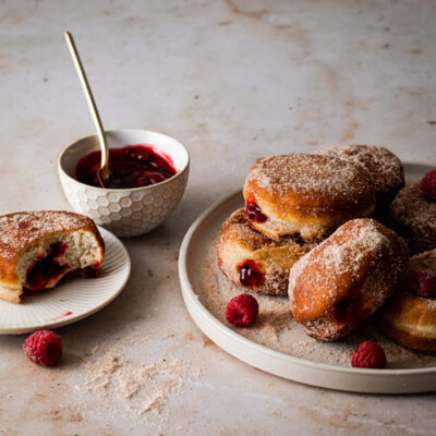 Raspberry Gingerbread Donuts