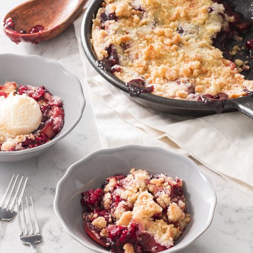 Skillet Peach Melba Crisp