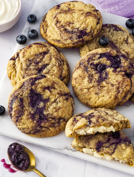 Cheesecake-Stuffed Blueberry Swirl Cookies
